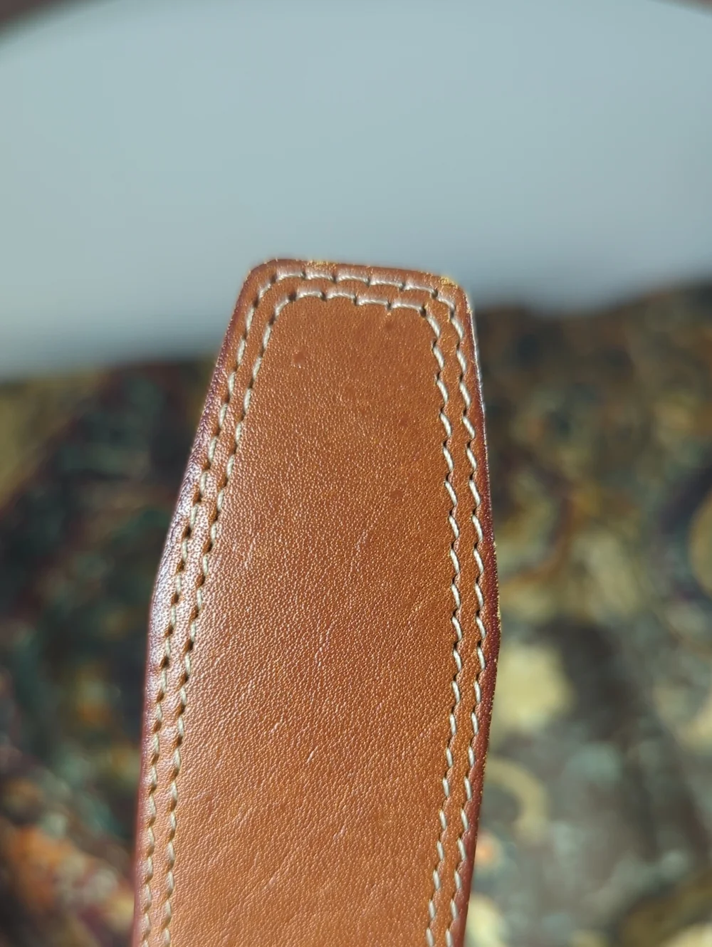 Vintage Longchamp Tan Leather Belt Silver & Gold Hardware Unisex